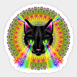 Cat Mandala Rainbow Surreal Art Sticker